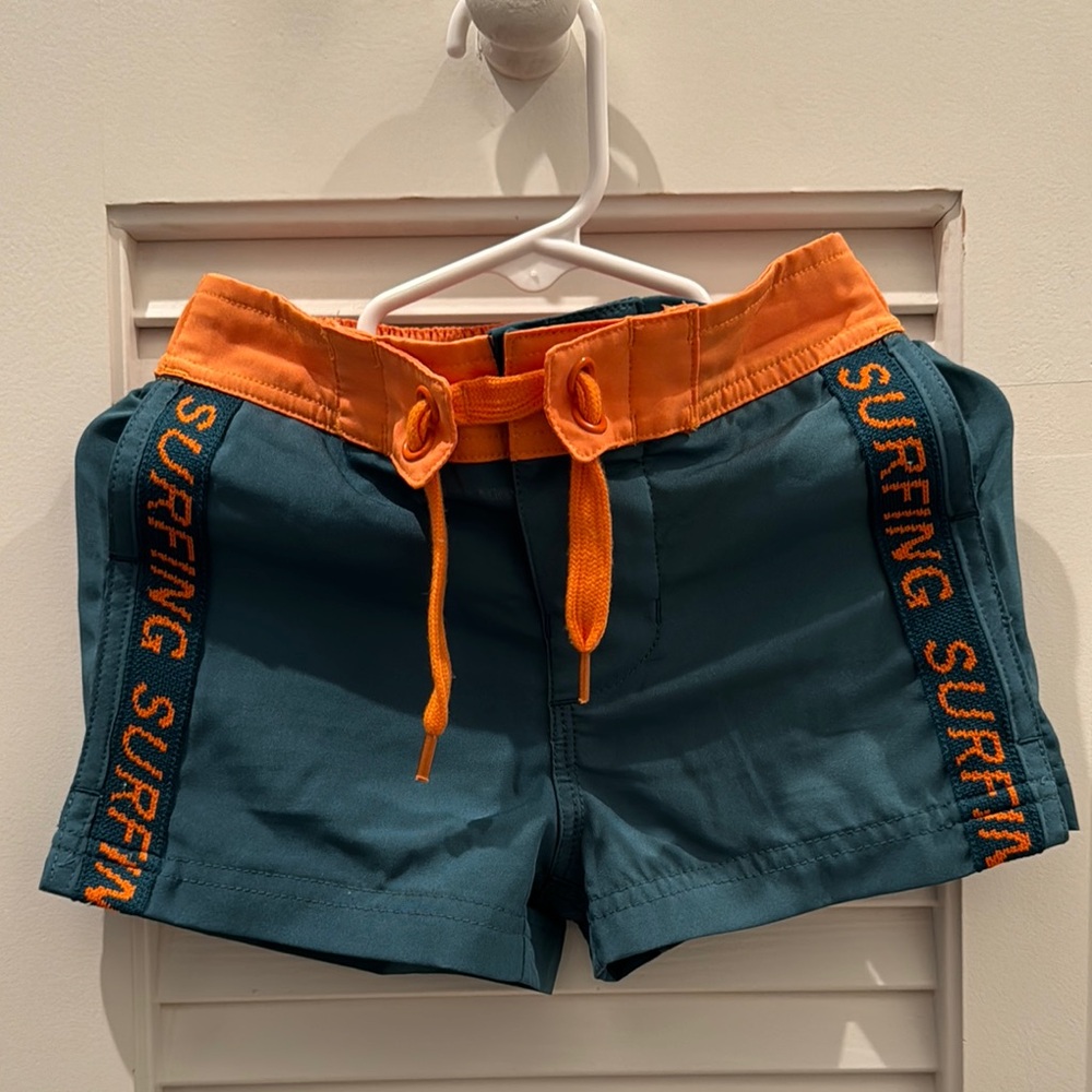 Teal and Orange Surfing Swim Shorts